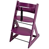 笑顔のダイニングベビーチェアー【マジカルチェアー】安心強度の三角形ベース プレミアム木製椅子 (パープル色)