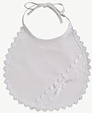 White Cotton Laced Christening Baptism Bib by Lito [並行輸入品]