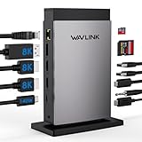WAVLINK11-in-1 USB-Cドッキングステーション、3画面モード出力、デュアル8K HDMI + 8K DP、PD3.1 140W充電対応、5つのUSB-C/USB-Aポート、SD/TFスロット、オーディオ/マイク、RJ45イーサネット、M1/M2/M3対応
