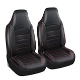 「国内企業販売」 シート カバー 前部 2座席 運転席 助手席 セット 合成 皮革 PU レザー シートカバー 普通 軽 自動車 汎用 (レッドライン)