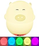 Alkbo Pigクロックランプ命令。タッチセンサー、音声コントロールシリコンセンサー7-colors点滅USB充電式照明、装飾ランプ レッド