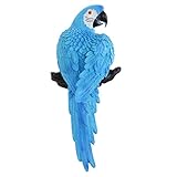 Dovewill 樹脂　動物　彫刻　モデル　ガーデン　オーナメント　装飾 　オウム　置物　全3色　　 - 青