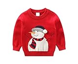 ベビー服 子供服 キッズ セーター 男の子 子供服 サンタクロース コットン 丸首 長袖 出産お祝い 記念日 プレゼント 秋冬トップス ボーイズ カジュアル (73cm, レッド)