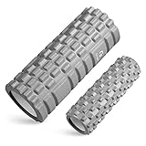 Gruperフォームローラー 筋膜リリース 大小2個セット 筋膜ローラー ストレッチローラー グリッドフォームローラー (グレー)