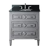 Avanityケリー37で。Vanity in Grayish Blue finish withブラックGranite Top