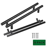 Probricoフラットブラックモダンキッチンキャビネット引き出しTバーハンドルプルノブとプルハンドル Holes Distance:7-9/16" PD3383HBK192-25Pack
