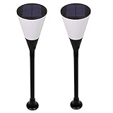 ソーラー懐中電灯炎3点滅点滅96LED1900K防水多機能ガーデン芝生に適用されるワイングラストーチランプブラック,2Pack