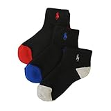 (ポロ ラルフローレン)POLO Ralph Lauren ソックス 靴下 キッズ ボーイズ 3足セット ブラック×マルチカラー 8-9.5 [並行輸入品]