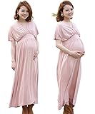 Sweet Mommy ワイドショルダー とろみリラックスワンピ マキシ丈 授乳機能付き ハイウエスト ママのための短めマキシ 大人可愛い ワンピース リゾート 春 夏 産前産後 授乳服 マタニティ 