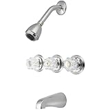 Olympia Faucets P-3240-BN Three Handle Tub/Shower Set, PVD Brushed Nickel Finish [並行輸入品]
