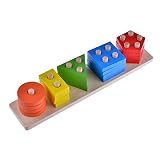 YIKI木の図形ソーターおもちゃ教育幼稚園ジオメトリックスタッキングブロックパズルゲーム