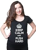Keep Calm andプッシュすでにマタニティ妊娠Tシャツティーシャツトップ US サイズ: XL カラー: ブラック