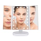 dreamgeniusメイクアップミラーLED三つ折りLighted Vanity Mirror withタッチ画面1 x / 2 x / 3 x倍率