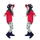 AmazingDeal 子供服 女の子 男の子 長袖 春秋 冬服 上装下装2点 綿製品 星柄パンツ 衣装 (110)