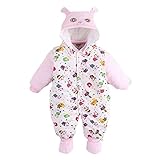 (ラボーグ)La vogue 新生児-1歳ベビー服 足つきとフード付 カバーオール ベビー コスチューム 衣装 仮装 長袖 子供用 着ぐるみ 秋冬防寒 100 ウサギ柄 ピンク