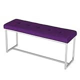 Adecoステンレススチールベンチ玄関Footstool with Bottomロングベンチ、生地−パープル