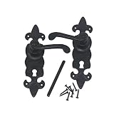 Nuvo Iron Antique Look Colonialスプリングロードハンドルfor 1 – 7 / 8 " 2 – 1 / 4インチ厚のドア – ブラック
