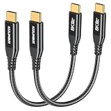 ZeroneTeck 40Gbps USB C Thunderbolt 4ケーブル(1フィート2本パック)、6インチ 40Gbpsデータ転送、[8K@60Hz/デュアル4K@60Hz]ショートUSB Cモニターケーブル、240W充電USB4コード。