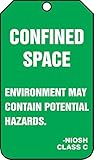 Accuform Signs TSS824PTP Confined Space Status Tag, Legend "CONFINED SPACE - ENVIRONMENT MAY CONTAIN