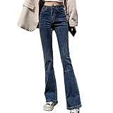 [Teddy] デニムパンツ レディース ストリート フレア ジーパン ストレッチ 薄手 ハイウエスト 春夏秋 pants459 (L, インディゴ)