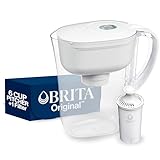 Brita Small 6 Cup Water Filter Pitcher with 1 Brita Standard Filter, Made Without BPA, Metro, White