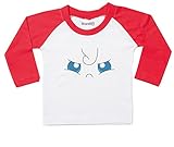 Jiggly Face, Camiseta de béisbol de manga larga, Blanco/Rojo/Transfer, 0-6 meses