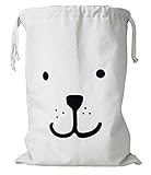 Mille Ti Rana 犬顔 おもちゃ 片づけ バッグ 洗濯物 収納 袋 ランドリーボックス (にこにこ)