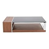 LOWYA （ロウヤ） テーブル リビングテーブル ガラス 天然木 幅120cm 開梱設置 ブラウン おしゃれ 新生活