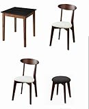 アイボリー2脚 スツール_ダークグレー1脚 4点セット(テーブル+チェア2脚＋スツール1脚) ブラック×ウォールナット W68 モダンデザイン ダイニング Worth ワース【ﾉｰﾌﾞﾗﾝﾄﾞ品】