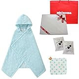 ミキハウス ドットバスポンチョ＆ガーゼハンカチセット ブルー(リボンラッピング包装済み)＋オリジナルデカフェギフトセット