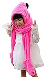 (トヨベイ)Toyobuy マフラー 子供用 フード 可愛い 手袋 キッズ 防寒帽 ベビー 帽子 ポンポン付き 厚手 秋冬 バラ色