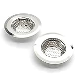 2Pcs Large Wide Rim 2.75'' Diameter Stainless Steel Sink Filter Bathtub Drain Plug Anti-blocking Str