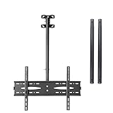 TAKEYテレビ天吊り金具 テレビ天井吊り金具 32-60インチ 360°回転 左右上下角度調節 液晶テレビモニター用 テレビ壁掛け金具 小型 軽量 上下伸縮可能 ティルト壁掛けTV金具 耐荷重30KG テレビ 吊り tv吊り下げ金具 (大型ハンガー - 40 ～ 65 インチ、長さ 0.5 ～ 2.85 メートル,ブラック)