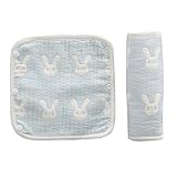 抱っこ紐用よだれカバー よだれカバー 2枚セット 抱っこ紐 よだれ カバー よだれカバー 抱っこ紐用 ベビーカー リバーシブル 綿100％ 柔らかい かわいい よだれパッド (うさぎブルー)