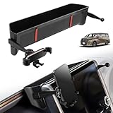 SUNVIC アルファード ヴェルファイア 40系 ダッシュボードトレイ 360度回転 スマホホルダー付き ナビトレイ アルファード 専用設計 ABS素材 コンソールボックス アルファード カスタム 小物入れ 車内収納 内装 アクセサリー ラバーマット付き 収納ボックス 車載ホルダー付き 3Dトレイ ヴェルファイア 専用グッズ 装着簡単 内装パーツ インテリア（ALPHARD VELLFIRE)）