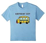 unisex-child 5th Birthday Boy School Bus Party 5 Years Old Kid T-Shirt 6 Baby Blue [並行輸入品]