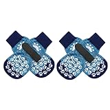 EXPAWLORER 犬 靴下 滑り止め 足舐め防止 4個セット 肉球保護 犬用靴下 脱げない 柔らかい 通気性 伸縮性 マジックテープ付き 老犬 介護用 保護 肉球 ケア 怪我防止 かわいい 超小型犬 小型犬 中型犬 シニア犬 （ブルー,Lサイズ）