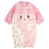 ベビー カバーオール あったか ふわふわ もこもこ つなぎ 赤ちゃん 新生児用 秋冬 うさぎ-3113 50-70cm
