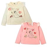 (ピンク/95cm)ベビー服 女の子 Tシャツ 長袖 Whole ホール バンビプリント シフォンフリル 女児 ベビー