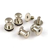 【KAMONレザー】ギボシ シルバー 4個セット 頭6㎜ ネジ式 留め具 金具 レザークラフト 手芸 パーツ