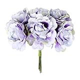 Fityle 6頭/束　人工花　牡丹　ブーケ　DIY　結婚式　家庭　素晴らしい　装飾　多種選べる - バイオレット, 4x8cm