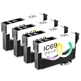 Karasaki IC4CL69 互換インク エプソン用 EPSON用 IC69 インク 砂時計 ICBK69 ブラック 4個 対応機種:PX-045A PX-436A PX-046A PX-437A PX-047A PX-505F PX-105 PX-535F PX-405A PX-S505 PX-435A【大容量/残量表示対応/個包装】