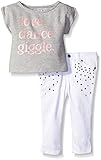 Amy Coeベビー女の子Love Dance Giggle with Foil Print Bottom 2 Piece Pant Set