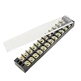 SODIAL(R) 二重列12ポジションカバーされたバリアブロック端子ストリップ　600V 25A