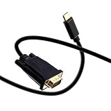 Duttek USB C VGA変換ケーブル Type-C VGAケーブル 1080P USB CオスVGAオスアダプター変換ケーブル デスクトップ/プロジェクター/モニターテレビ用 Thunderbolt 3ポートなし (6フィート/1.8m)