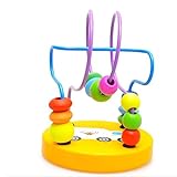 ビーズの周りの教育ゲーム赤ちゃんの木のおもちゃ ビルディングブロックのおもちゃ 色の丸いボールのおもちゃ 子供玩具　知育おもちゃ (オレンジ)