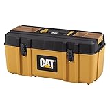 Cat CAT-P20-S Premium Plastic Portable Tool Box with Lid Organization, 20" W, Caterpillar Yellow/Bla