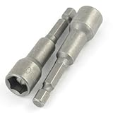 uxcell 2 本入り　メタリック　65mm　ロング　スクリュードライバー　 10mm　ワイド　マグネチック　ヘキサ　ソケット　ビット