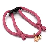 ぽぽねこ 丸紐猫首輪 セーフティバックル・鈴付き・日本製・ハゲにくい (無地・桃色)