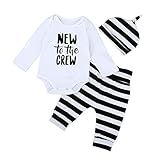 New To The Crew 3点セット（上着＋ パンツ＋ 帽子）男女兼用　ベビー服　女の子　赤ちゃん服　幼児　子供服　男の子　長袖　丸首　4サイズ　キッズ服　 カバーオール　ロンパース満月/出産祝